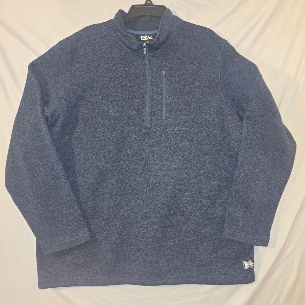 Eddie Bauer Radiator Fleece 1/4-Zip 2XL Mens Blue Heathered Pullover Sweater